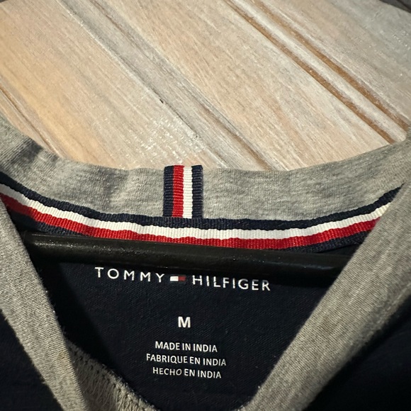 Tommy Hilfiger Gray Navy Blue Crewneck Crop Top Basic T Shirt - Picture 4 of 5